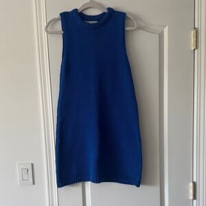 Blue Knit Sleeveless Kids Dress